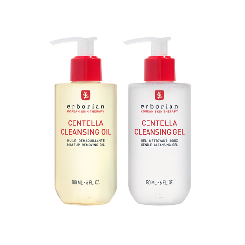 Duo double nettoyage visage : huile démaquillante et gel nettoyant